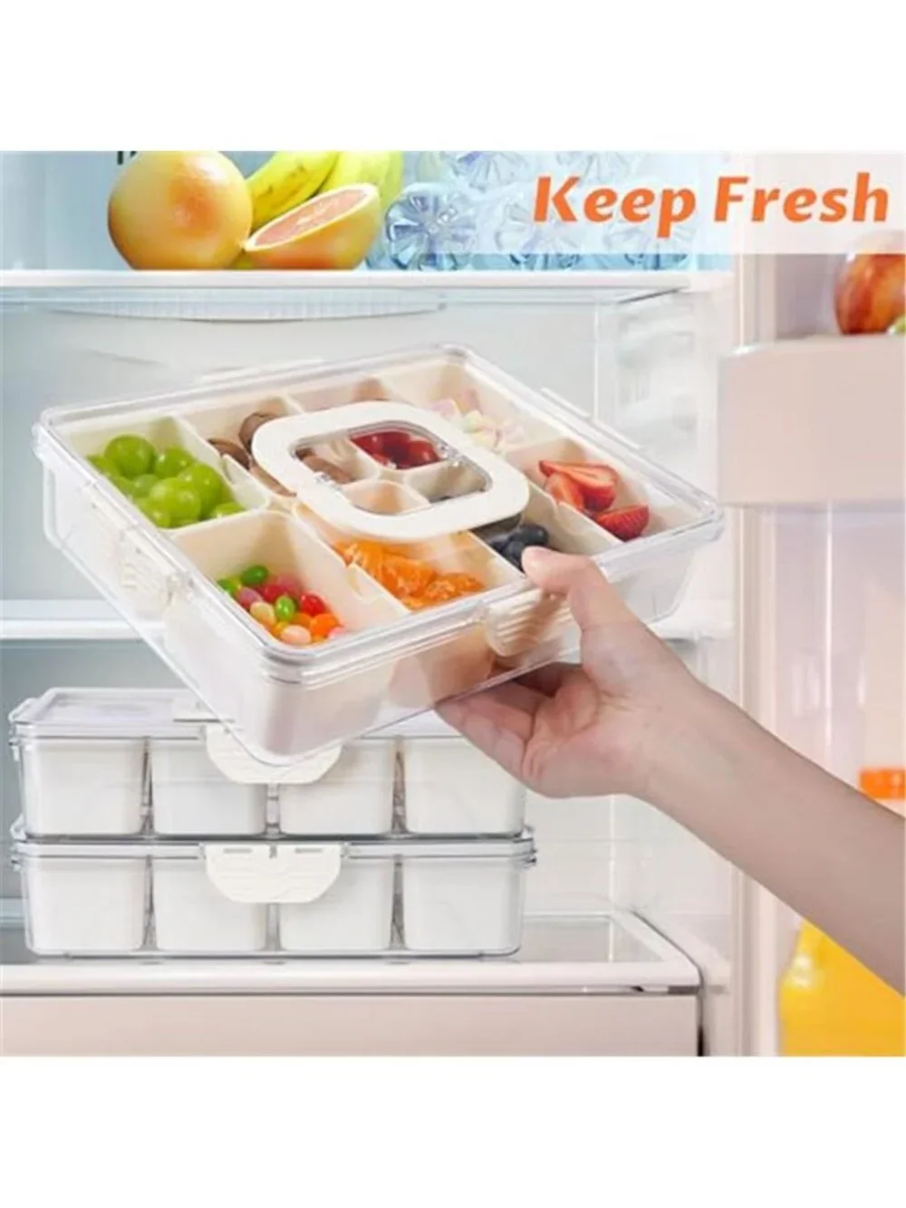 2Pack Snackle Box Containers Dishwasher Safe Divided Serving Tray with Lid